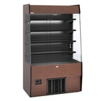 image of Piper Products R-GNG-HPRO-4 48" Vertical Open Air Merchandiser in Black, Self-Contained, 4 Shelves, High Profile, Glass End Panels, w/ LED Lighting