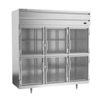 image of Beverage Air PR3HC-1BHG 77.75'' Three Section Reach-In Refrigerator w/ 6 Glass Half Doors, Top Mounted, Aluminum Interior, 68 cu. ft.
