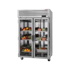 image of Turbo Air PRO-50R-G-N 51" Two Section Reach-In Refrigerator w/ 2 Glass Doors, Top Mount, Stainless Steel, 47 cu. ft.