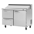 image of Turbo Air PST-48-D2R-N 48" Sandwich / Salad Prep Table w/ 2 Drawers & 1 Door, 12 Pans