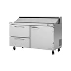 image of Turbo Air PST-60-D2R-N 60" Sandwich / Salad Prep Table w/ 2 Drawers & 1 Door, 16 Pans