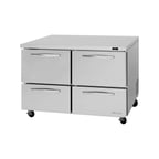 image of Turbo Air PUR-48-D4-N 48" 2-Section Undercounter Refrigerator w/ 4 Drawers, 11 cu. ft.