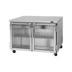 image of Turbo Air PUR-48-G-N 48" 2-Section Undercounter Refrigerator w/ 2 Glass Doors, 12.2 cu. ft.