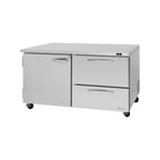 image of Turbo Air PUR-60-D2R(L)-N 60" 2-Section Undercounter Refrigerator w/ 2 Doors, 17 cu. ft.