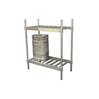 image of Prairie View KR204736 Aluminum Keg Rack with 4 Kegs Capacity and 2 Shelves