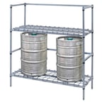 image of Quantum 186054DGY Gray Epoxy Coated Keg Rack with 6 Kegs Capacity and 2-Tier, 60" x 18" x 54"