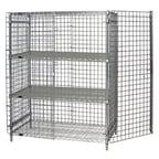 image of Quantum 2448-63SEC-2 Chrome Stationary Security Unit with 4 Shelves, 24" x 48" x 63"