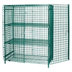 image of Quantum 2448-63SECP-2 Proform Green Epoxy Stationary Security Unit w/ 4 Shelves, 24" x 48" x 63"