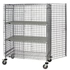 image of Quantum M2448-69SEC-2 Chrome Stem Caster Security Cart with 4 Shelves, 24" x 48" x 69"