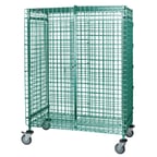 image of Quantum M2448-69SECP Proform Green Epoxy Mobile Security Cart w/ 2 Shelves, 24" x 48" x 69"