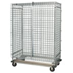 image of Quantum MD2436-70SEC Chrome Dolly Base Security Cart with 2 Shelves, 24" x 36" x 70"