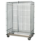 image of Quantum MD2448-70SEC Chrome Dolly Base Security Cart with 2 Shelves, 24" x 48" x 70"