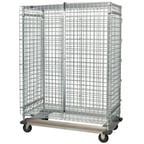 image of Quantum MD2448-70SECP Proform Green Epoxy Dolly Base Security Cart, 2 Shelves, 24" x 48" x 70"