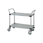 image of Quantum WRC-2448-2G Galvanized Solid 2-Shelf Utility Cart - 48" x 24" x 37-1/2"