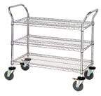 image of Quantum WRC-2460-3 3 Wire Shelf Utility Cart on Wheels - 60"W x 24"D 