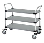 image of Quantum WRSC-1836-3SS Stainless Steel Solid 3-Shelf Utility Cart - 18" x 36" x 37-1/2"