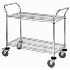 image of Quantum WRSC-2448-2 Stainless Steel 2-Shelf Wire Utility Cart - 24" x 48" x 37-1/2"