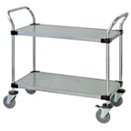 image of Quantum WRSC-2448-2SS Stainless Steel Solid 2-Shelf Utility Cart - 24" x 48" x 37-1/2"