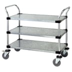 image of Quantum WRSC-2448-3SS Stainless Steel Solid 3-Shelf Utility Cart - 24" x 48" x 37-1/2"