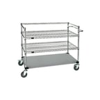 image of Quantum WRSC3-42-2448FS Stainless Steel Wire & Solid 3-Shelf Medical Cart - 24" x 48" x 48"