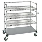 image of Quantum WRSC4-54-2436FS Stainless Steel Wire & Solid 3-Shelf Medical Cart - 24" x 36" x 60"