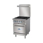 image of Comstock-Castle R4 24" Gas Restaurant Range w/ (4) Open Burners, (1) Space Saver Oven, 150.000 BTU