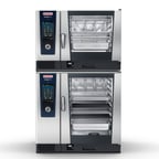 image of RATIONAL ICP Double Stacked 6/10 Full-Size Electric Combi Oven w/ Programmable Controls, Steam Generator, 208-240v