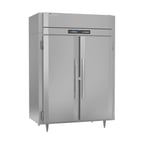 image of Victory RFSA-2D-S1-EW-PT-HC 58" 2-Section Pass-Thru Refrigerator/Freezer Combo w/ 4 Solid Doors, Aluminum Interior