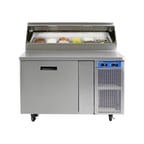 image of Randell 8148W-290 48" 1 Door Refrigerated Pizza Prep Table w/ Cold Wall Pan Rail