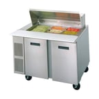image of Randell PT48-18W-L 48" Two Section Mega Top Sandwich Prep Table w/ 2 Doors, 18 Pans