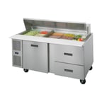 image of Randell PT72-30W-L 72" Two Section Mega Top Sandwich Prep Table w/ 2 Doors, 30 Pans