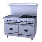 image of Royal Range of California RDR-4G24 48" Gas Restaurant Range w/ (4) Open Burners, 24" Griddle, (2) Space Saver Ovens, 214.000 BTU