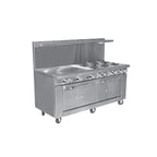 image of Royal Range of California RR-12-C 72" Gas Restaurant Range w/ (12) Open Burners, (1) Standard Oven, (1) Convection Oven, 425.000 BTU 