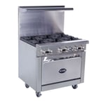 image of Royal Range of California RR-4-36-C 36" Gas Restaurant Range w/ (4) Open Burners, (1) Convection Oven, 150.000 BTU