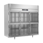image of Victory RS-3D-S1-EW-HG-HC 86" Three Section Wide Reach-In Refrigerator w/ 6 Glass Swing Half Doors, Stainless Steel, 74 cu. ft.
