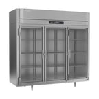 image of Victory RSA-3D-S1-EW-G-HC 86" Three Section Wide Reach-In Refrigerator w/ 3 Glass Swing Full Doors, Aluminum Interior, 74 cu. ft.