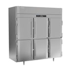 image of Victory RSA-3D-S1-HD-HC 78" Three Section Reach-In Refrigerator w/ 6 Solid Swing Half Doors, Aluminum Interior, 68 cu. ft.