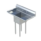 image of Sapphire Manufacturing SMS-1818D 54" One Compartment Sink, 18"W x 18"L Bowl With 2 Drainboards