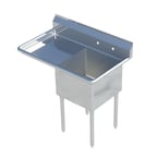 image of Sapphire Manufacturing SMS-1824-L24 44.5" One Compartment Sink, 18"W x 24"L Bowl With Left-Hand Drainboards