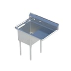 image of Sapphire Manufacturing SMS-1824-R24 44.5" One Compartment Sink, 18"W x 24"L Bowl With Right-Hand Drainboards