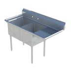 image of Sapphire Manufacturing SMS-2-1824-R24 62" Two Compartment Sink, 18"W x 24"L Bowl With Right-Hand Drainboard