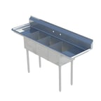 image of Sapphire Manufacturing SMS-3-1824-D24 102" Three Compartment Sink, 18"W x 24"L Bowl w/2 Drainboards