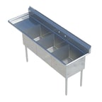 image of Sapphire Manufacturing SMS-3-1824-L24 80" Three Compartment Sink, 18"W  x  24" L Bowl w/ Left-Hand