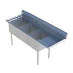 image of Sapphire Manufacturing SMS-3-1824-R24 80" Three Compartment Sink, 18"W x 24" L Bowl With Right-Hand