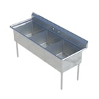 image of Sapphire Manufacturing SMS1014-3 36" Three Compartment Sink, 10"W x 14"L Bowl Without Drainboard