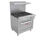 image of Southbend 4363D-1G 36" Gas Restaurant Range w/ (4) Open Burners, 12" Griddle, (1) Standard Oven, 195.000 BTU