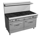 image of Southbend 4604DD-2GR 60" Gas Restaurant Range w/ (6) Open Burners, 24" Griddle Right, (2) Standard Ovens, 336.000 BTU