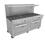 image of Southbend 4721AA 72" Gas Restaurant Range w/ (12) Open Burners, (2) Convection Ovens, 460.000 BTU
