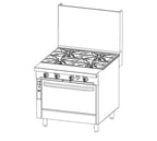 image of Southbend P36D-XX 36" Gas Heavy Duty Range w/ (4) Open Burners, (1) Standard Oven, 141.000 BTU
