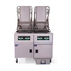 image of Pitco SELVRF-2/FD Multiple Battery Electric Floor Fryer w/ (2) 76-Lb. Vats, Computer Controls